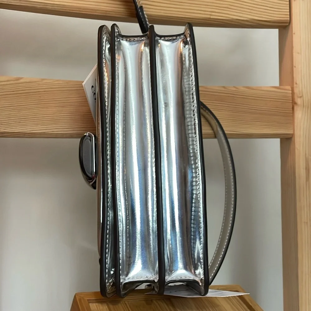 Coach Tabby 20 in Mirror Silver with Five Black Tea Roses NWT - Picture 11 of 17